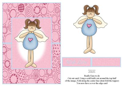Pretty Pink & Blue Angel Over the Edge Card