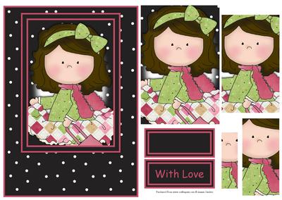 Le Chic Girl in Pinks & Greens Card Front & Pyramid