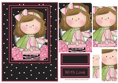 Le Chic Girl in Pinks & Greens Card Front & Pyramid
