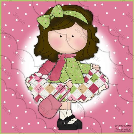 Le Chic Girl in Pinks & Greens 8x8 Scallop Corner Stacker Ki