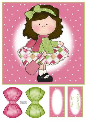 Le Chic Girl in Pinks & Greens 8x8 Topper