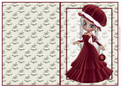 Christmas Cutie in Red Holding a Bauble Quick Card