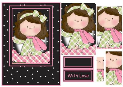 Le Chic Girl in Pinks & Greens Card Front & Pyramid