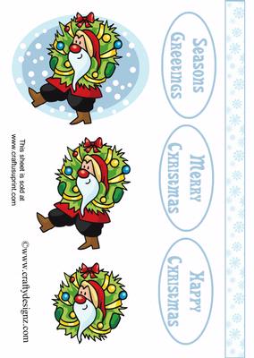 Cute Santa Carrying Wreath Easy Decoupage