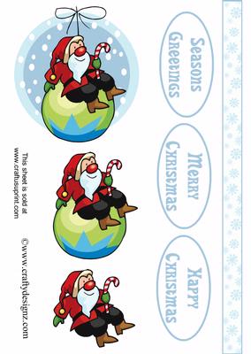Cute Santa Sat on a Bauble Easy Decoupage
