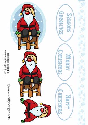 Cute Santa Sat on a Stall Easy Decoupage