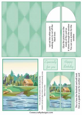 Log House by the Lake Window Card Kit