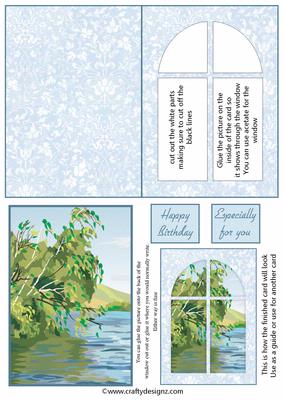 Trees Hanging Over the River Window Card Kit
