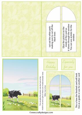 Cow in the Meadow Window Card Kit