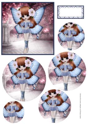 Blue Flutterby Fairy Circle Pyramid Mix N Match