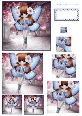 Blue Flutterby Fairy Spiral Pyramid Decoupage Mix N Match