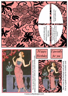 Art Deco Lady Window Card Kit 2