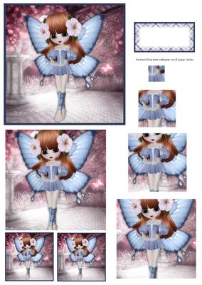 Blue Flutterby Fairy Pyramid Decoupage Mix N Match