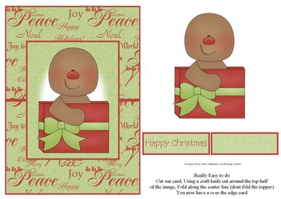 Christmas Gingerbread Man with Xmas Present Over the Edge Ca