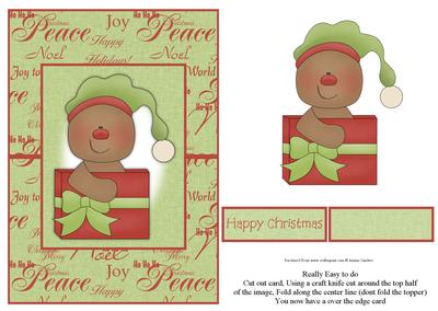 Christmas Gingerbread Man with Xmas Present Over the Edge
