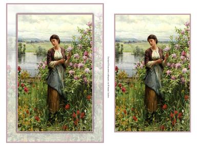 Picking Flowers on Her Afternoon Walk Card Front