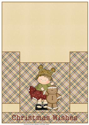 Sweet Xmas Girl with Gingerbread Man Christmas Stagger Fold