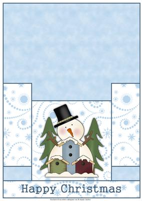 Cute Snowman with Bird Housees Stagger Fold Card