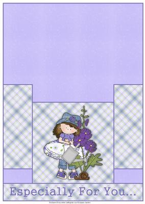 Cloey Loves Purple Flowers Stagger Fold Card