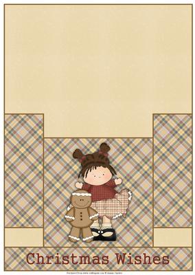 Sweet Xmas Girl with Gingerbread Man Christmas Stagger Fold