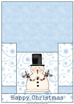 Xmas Snowman with Lights Christmas Stagger Fold Card