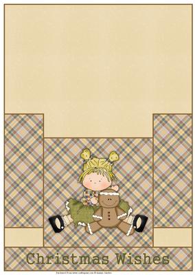 Sweet Xmas Girl with Gingerbread Man Christmas Stagger Fold