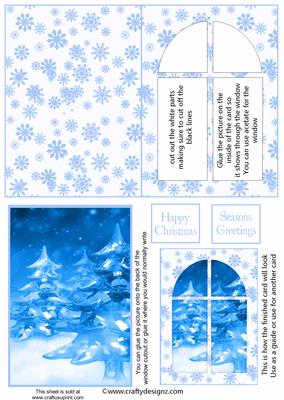 Funky Christmas Trees Window Card Kit