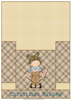Sweet Xmas Girl with Gingerbread Man Christmas Stagger Fold