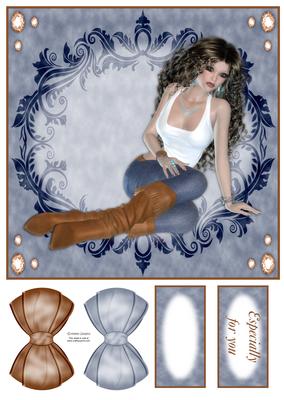 Gorgeous Lady in Denim 8x8 Topper