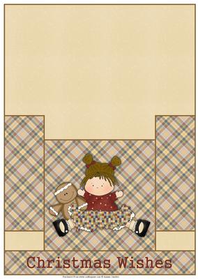 Sweet Xmas Girl with Gingerbread Man Christmas Stagger Fold