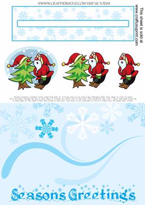 Santa with Christmas Tree Seasons Greetings Penny Slider Kit