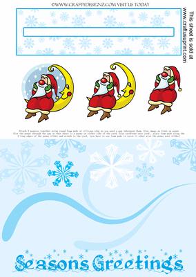 Santa Sat on Moon Seasons Greetings Penny Slider Kit