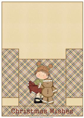 Sweet Xmas Girl with Gingerbread Man Christmas Stagger Fold