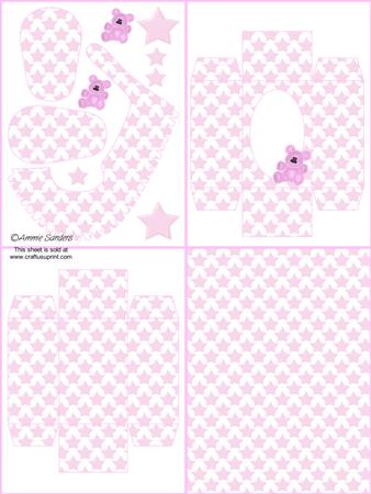 Pink Stars & Teddy Baby Shoe & Box Kit