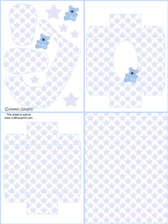 Blue Stars & Teddy Baby Shoe & Box Kit