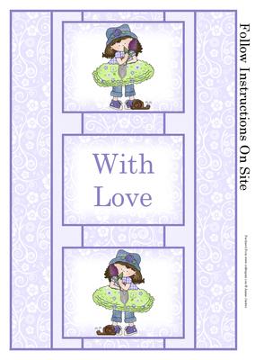Cloey Loves Purple Flowers 3 Panel Fold Back