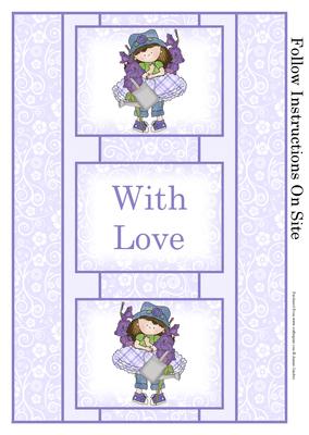 Cloey Loves Purple Flowers 3 Panel Fold Back