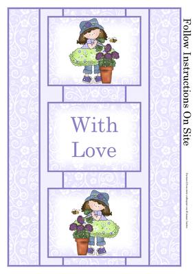 Cloey Loves Purple Flowers 3 Panel Fold Back