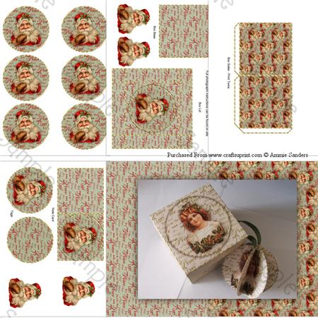 Christmas Santa on Sentiment Background 3D Bauble & Gift Box