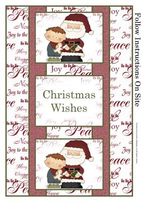 Little Boy Chatting with Santa 3 Panel Fold Back