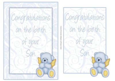 Baby Boy Angel Teddy Quick Card