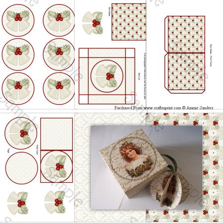 Christmas Bells with Holly 3D Bauble & Gift Box Kit