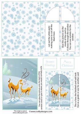Whimsical Raindeers Window Card Kit