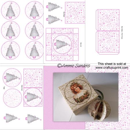 Contempory Pink Christmas Tree 3D Bauble & Gift Box Kit