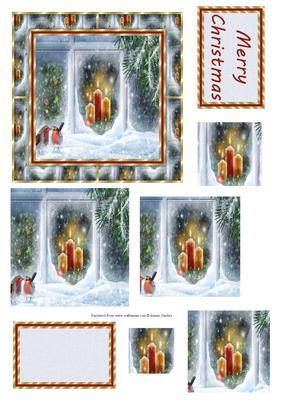 Robins at the Christmas Window 3D Pyramid