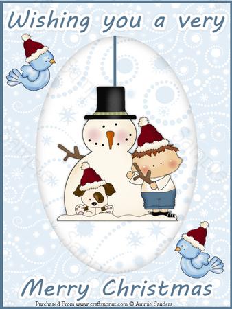 Snowman, Little Boy & His Dog Christmas Dangle Card Kit
