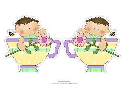Sweet Little Boy in a Teacup with a Flower & Bee