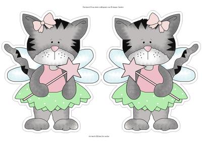 Cute Princess Kitty in Pink & Green Shaped Card