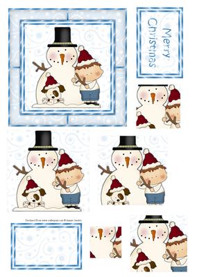 Snowman, Little Boy & His Dog, Pyramid & Text Plates
