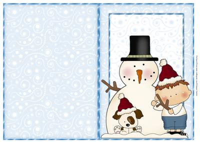 Snowman, Little Boy & His Dog Quick Card